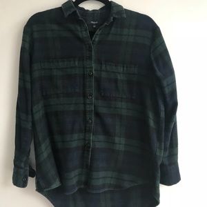 Madewell Flannel Boyshirt in Dark Plaid, Size XXS